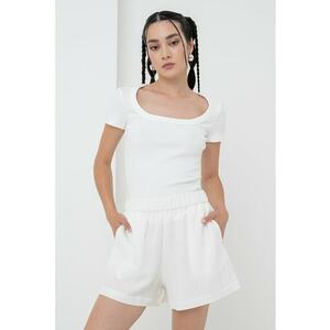 Tricou din amestec de bumbac organic cu decolteu rotund imagine