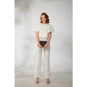 Pantaloni bootcut din crep cu pliu frontal - Alb imagine