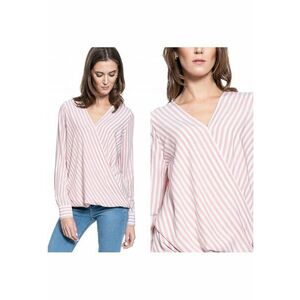 Bluza Dama - Erika Wrap Stripe - Croi: Regular Fit - Stil: Drept / Regulamentar - Inchidere: Fara - Compozitie Material: 100% Bumbac - Roz - 1 Bucata imagine