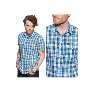 Camasa Barbati - Camasa Western Cu Maneca Scurta - Croi: Slim Fit - Inchidere: Capse - Compozitie Material: 100% Bumbac - Numar De Buzunare: 2 - Albastru Inchis imagine