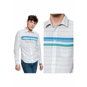 Camasa Barbati - Camasa Cu Maneci Lungi 1 Buzunar - Croi: Slim Fit - Inchidere: Nasturi - Compozitie Material: 100% Bumbac - Numar Buzunare: 1 - Bej Melanj - 1 Bucata imagine