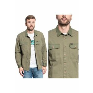 Camasa Barbati - Overshirt Relaxat Cu 2 Buzunare - Croiala Regulara - Inchidere: Nasturi - Compozitie Material: 100% Bumbac - Numar De Buzunare: 2 - Verde - 1 Bucata imagine