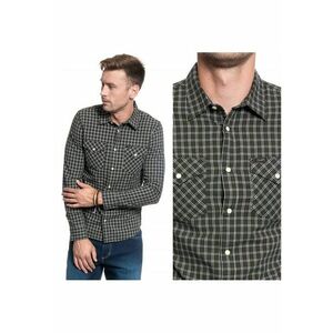 Camasa Barbati - Camasa Western Curata - Croi: Slim Fit - Inchidere: Nasturi - Compozitie Material: 100% Bumbac - Numar De Buzunare: 2 - Verde Oliv imagine