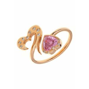 Inel decorat cu safir si diamnate Toi et Moi Hearts imagine