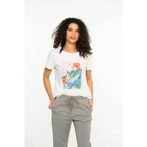 Tricou cu decolteu la baza gatului si imprimeu grafic imagine