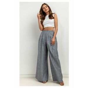 Pantaloni palazzo cu talie elastica - din amestec de in imagine