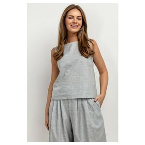 Bluza fara maneci din amestec de in - cu decolteu barcuta imagine