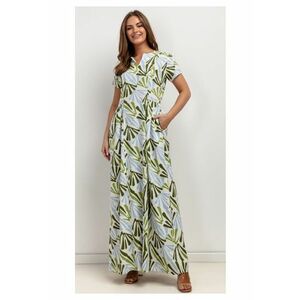 Rochie din amestec de in cu imprimeu si buzunare laterale imagine