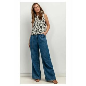 Top lejer din amestec de in - cu imprimeu floral imagine