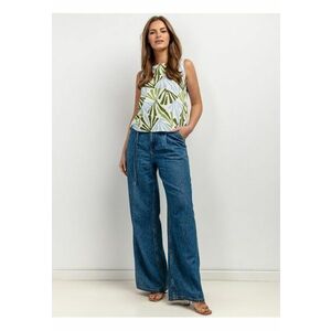 Top din amestec de in cu motive tropicale imagine