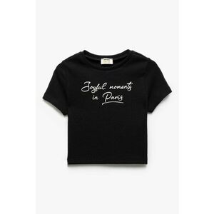Tricou crop cu imprimeu text imagine