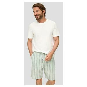 pantaloni scurti barbati din amestec de bumbac si in - imprimeu in dungi imagine
