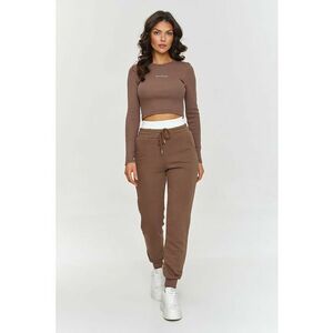 Set de pantaloni sport si bluza cu detaliu logo - Maro taupe - imagine