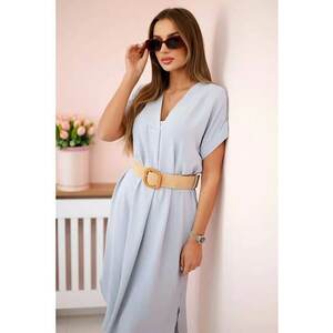 Rochie cu curea decorativa - gri - universala - imagine