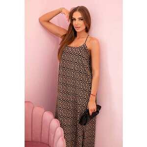 Rochie cu bretele subtiri si imprimeu geometric - imagine