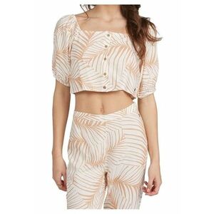 Bluza crop cu imprimeu tropical imagine