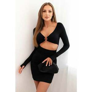 Rochie cu decupaj in talie si inel decorativ - imagine