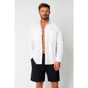 Camasa maneca lunga cu capse White 17129 imagine