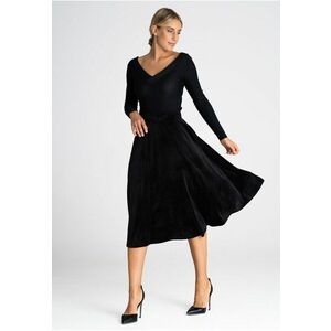 Fusta midi evazata neagra - din poliester - confortabila imagine