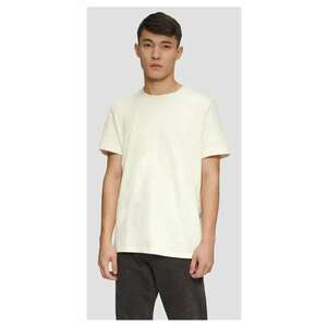 Tricou barbati din bumbac moale cu decolteu la baza gatului - Regular fit - Crem imagine