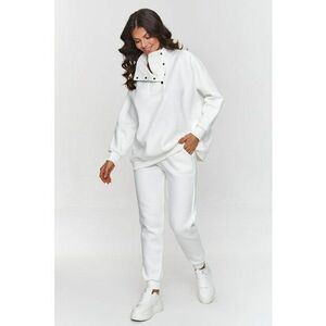 Compleu dama bluza cu nasturi si pantaloni - bumbac - ecru - imagine