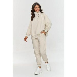 Compleu dama bluza cu nasturi si pantaloni - bumbac - bej - imagine