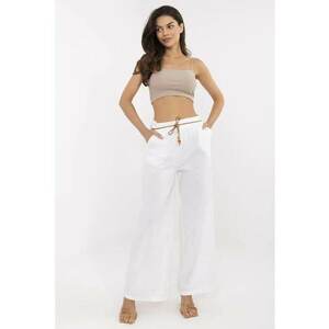 Pantaloni dama bumbac/in - alb - imagine
