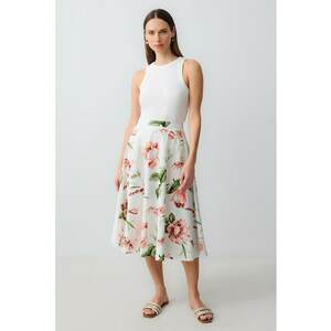 Fusta midi cu model floral imagine