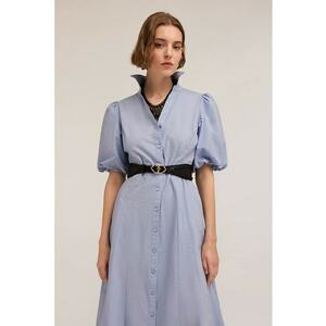 Rochie-camasa midi din bumbac imagine