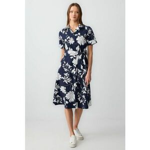 Rochie midi cu model floral si cordon in talie imagine