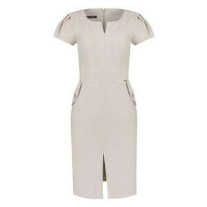Rochie cambrata cu slit frontal - Bej imagine