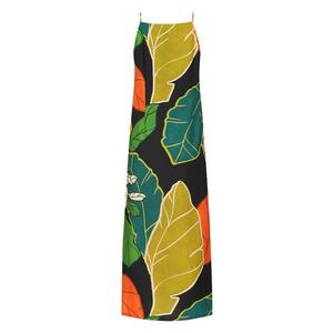 Rochie cu imprimeu tropical si decolteu patrat imagine