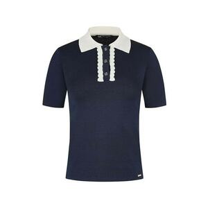 Tricou polo cu guler contrastant - Albastru indigo imagine
