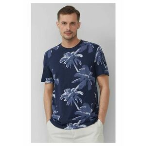 Tricou barbati cu imprimeu tropical - din bumbac - Regular Fit - Bleumarin inchis - imagine