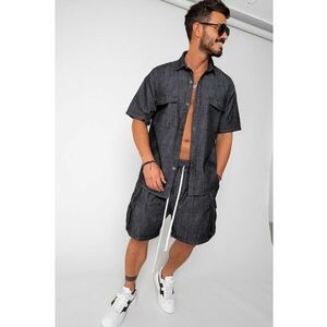 Set camasa si pantalon scurt din denim Black 16799 imagine