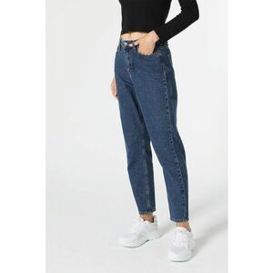 Blugi mom-fit cu aspect decolorat imagine
