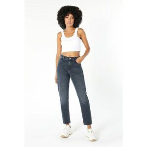 Blugi crop mom-fit cu aspect decolorat imagine