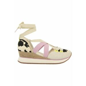 Pantofi cu talpa wedge si insertii din piele intoarsa imagine