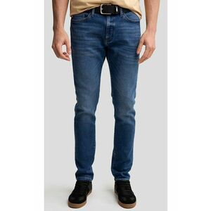 Blugi barbati talie joasa - picioare conice - indigo - denim elastic imagine