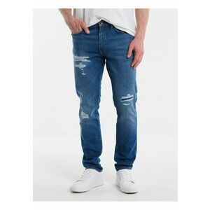 Blugi barbati Terry Carrot 419 - conici - albastri - denim elastic - design cu 5 buzunare imagine