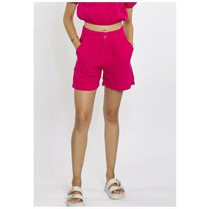 Pantaloni scurti din in cu talie inalta 47649 imagine