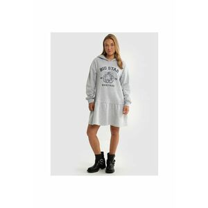 Rochie cu gluga si imprimeu logo - Gri imagine