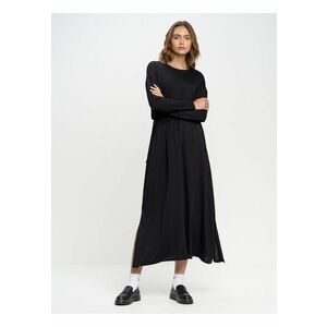 Rochie evazata din modal cu maneci cazute - Negru imagine