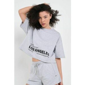 - Hanorac dama cu maneca scurta cu mesaj text ( LIGHT GREYMEL imagine