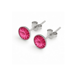 Cercei din Argint 925 cu Cristale Swarovski Roz - inchidere tip surub - fluturas imagine