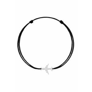 Bratara cu pandantiv Avion din Argint 925 - snur negru reglabil imagine
