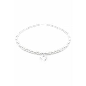 Colier cu Perle Preciosa albe si pandantiv Soare din Argint - reglabil 39-42 cm - perle 6mm - dama imagine