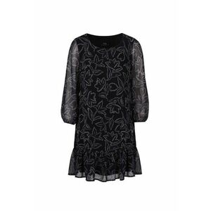 Rochie cu imprimeu floral si cu maneci semi-transparente - Negru imagine