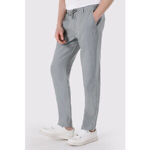 Pantaloni de in cu talie medie si snur imagine