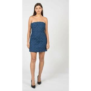 Rochie cambrata din denim cu design tesut Rilassata - imagine